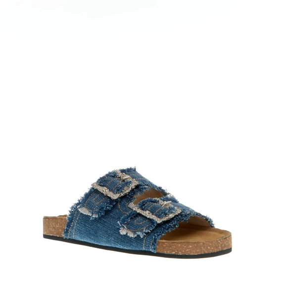 ciabatta jeans fibbia strass