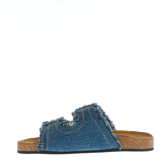 ciabatta jeans fibbia strass