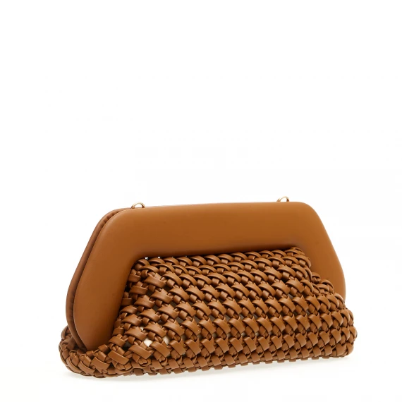 Clutch grande pelle intrecciata cuoio