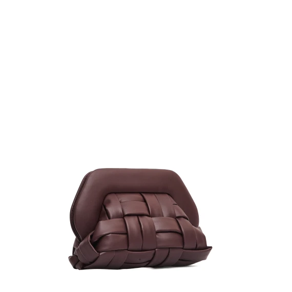 clutch vegan leather intreccio bordeaux