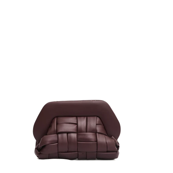 clutch vegan leather intreccio bordeaux