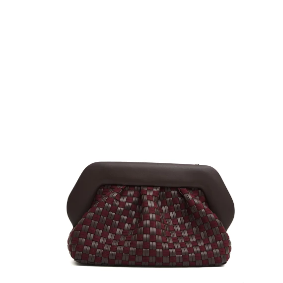 clutch grande intreccio pelle e suede ebony