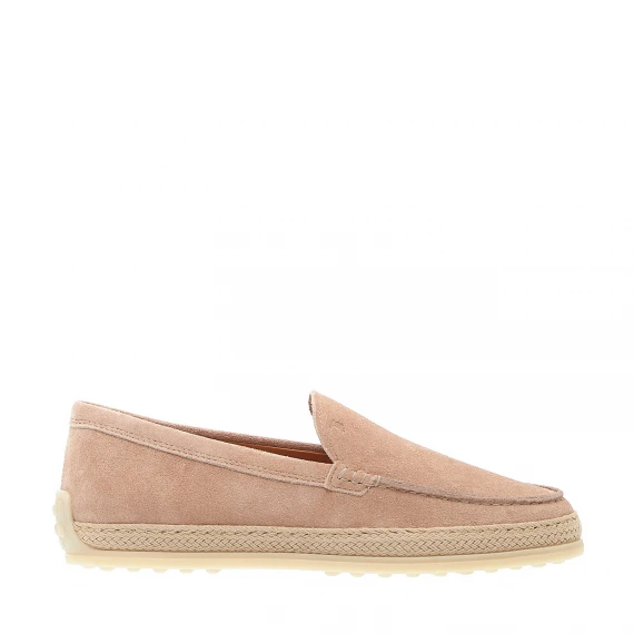 pantofola in camoscio rosa con corda