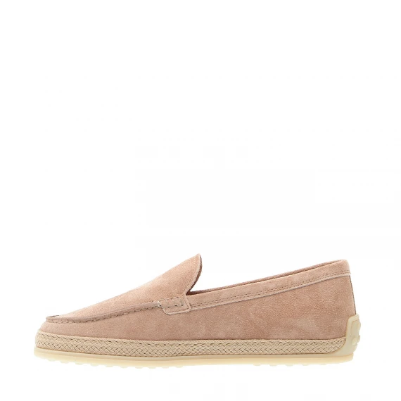 pantofola in camoscio rosa con corda