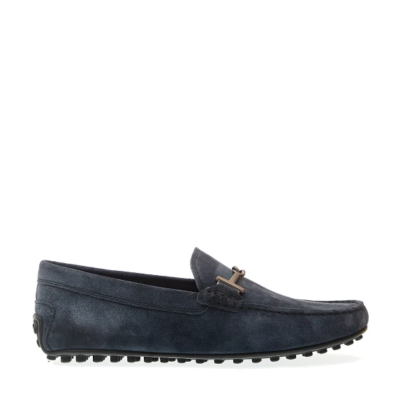 city gommino in camoscio blu fibbia