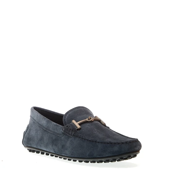 city gommino in camoscio blu fibbia