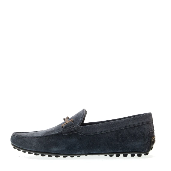 city gommino in camoscio blu fibbia