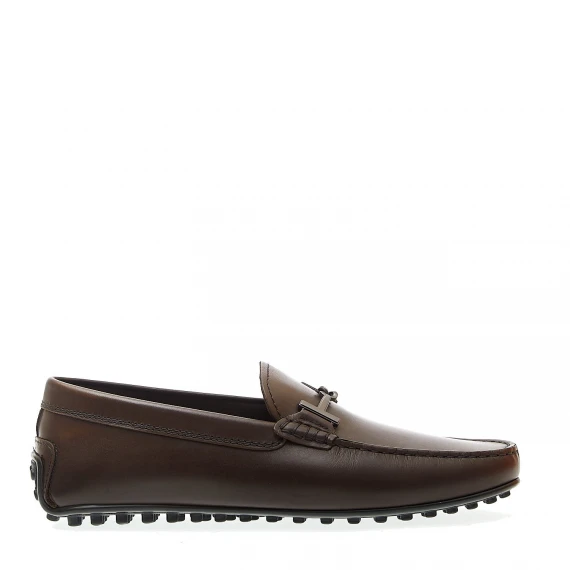 city gommino in pelle marrone fibbia