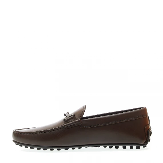 city gommino in pelle marrone fibbia