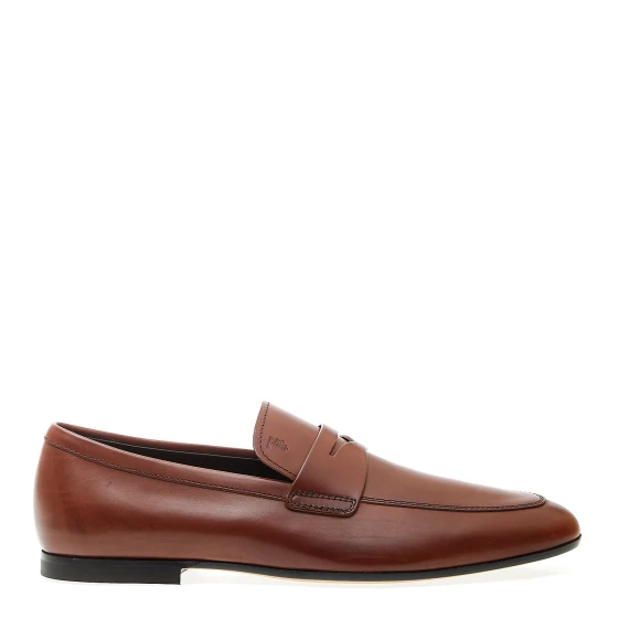 mocassino fondo cuoio in pelle marrone