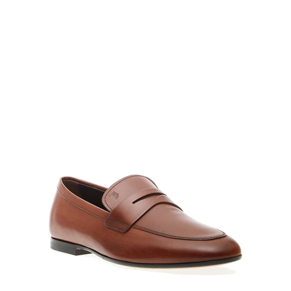mocassino fondo cuoio in pelle marrone
