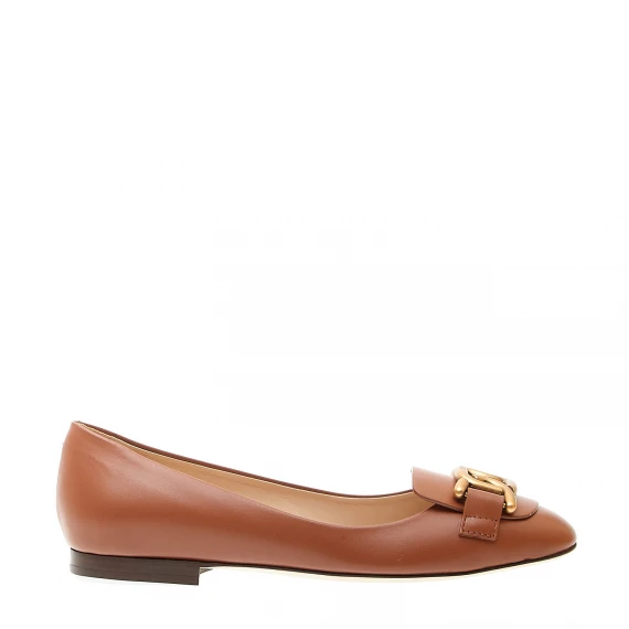 ballerina con fibbia oro pelle cuoio