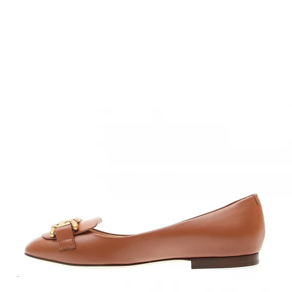 ballerina con fibbia oro pelle cuoio