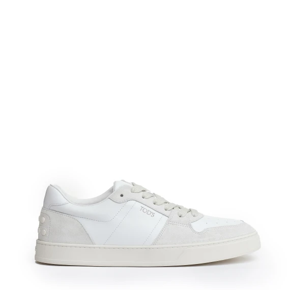 snakers pelle e camoscio bianco