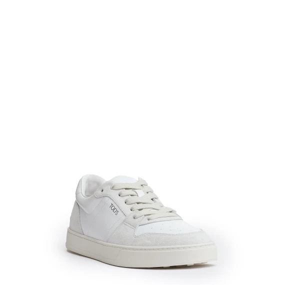 snakers pelle e camoscio bianco