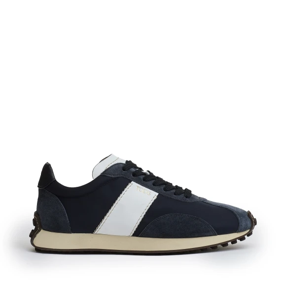 sneakers camoscio blu e tessuti