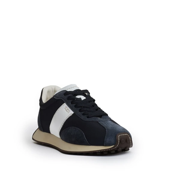 sneakers camoscio blu e tessuti