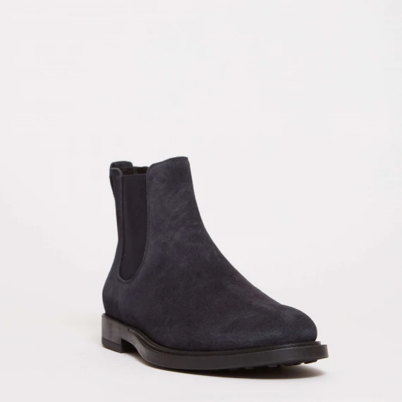 Stivaletto scamosciato blu con elastico laterale blu