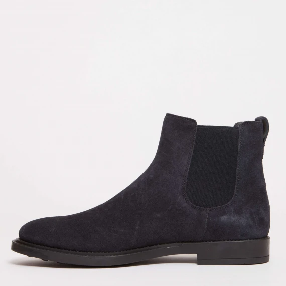 Stivaletto scamosciato blu con elastico laterale blu