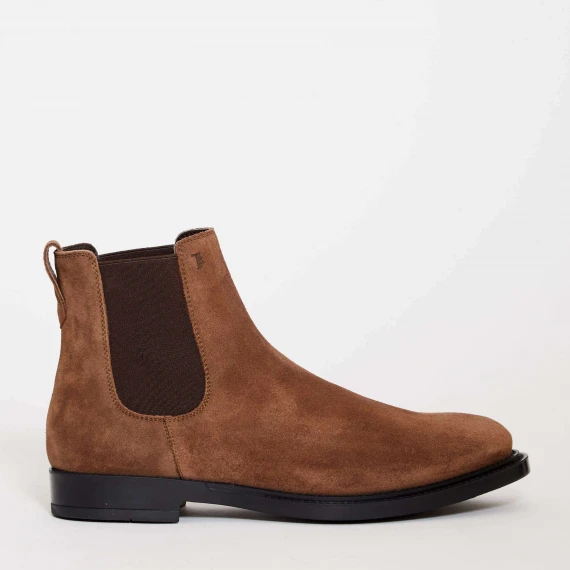 Stivaletto con elastici in camoscio cuoio