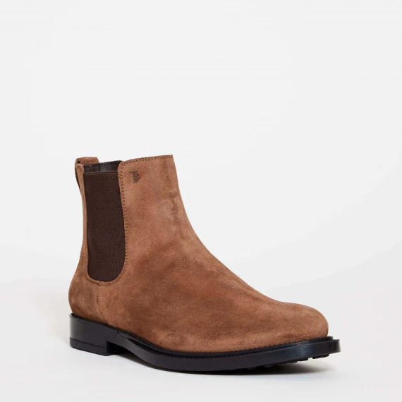 Stivaletto con elastici in camoscio cuoio