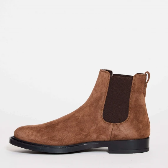 Stivaletto con elastici in camoscio cuoio