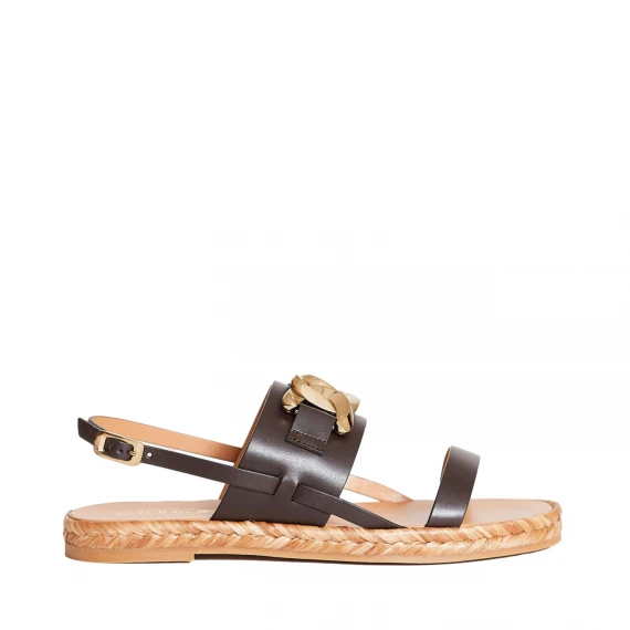 sandalo basso marrone con catena