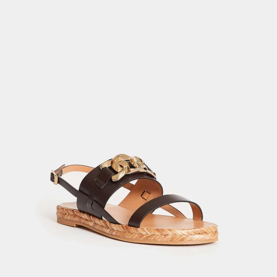 sandalo basso marrone con catena