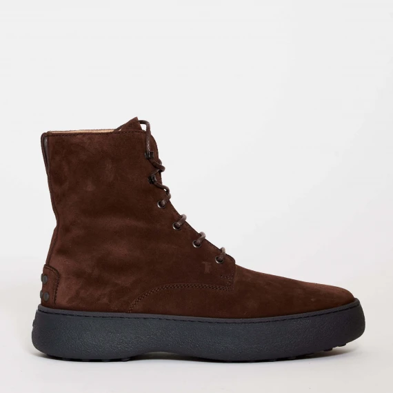 stivaletto stringato winter gommino alto marrone