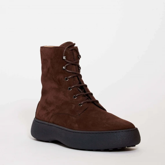 stivaletto stringato winter gommino alto marrone