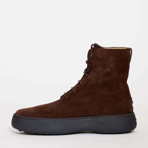stivaletto stringato winter gommino alto marrone