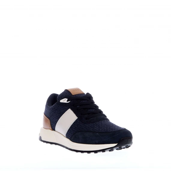 sneakers luxury in pelle e tessuto blu