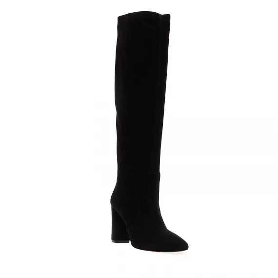 stivale camoscio nero tacco 80 mm