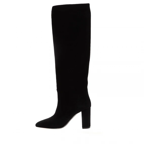 stivale camoscio nero tacco 80 mm